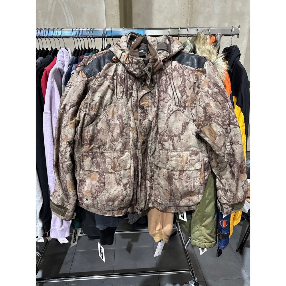 Y2K Natural Gear Camo Hunting Jacket Mens Med Brown Camouflage Hooded Full Zip